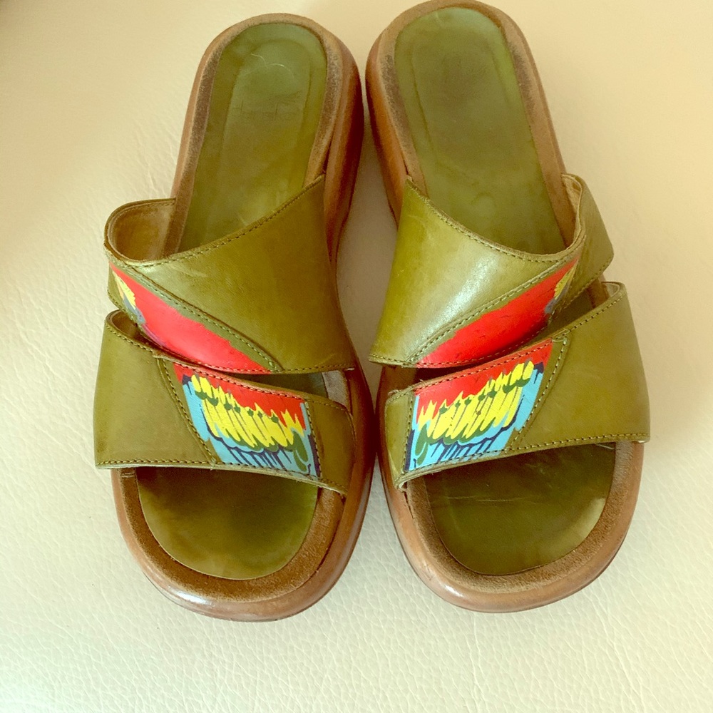 Dansko Parrot Slides 36 green leather vintage